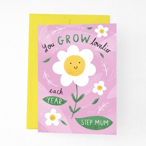 Personalised Cute Flower Birthday Card, You Grow Lovelier Each Year Garden Card, Pink Flower Card, Personalised Name Birthday, Daughter Card image 6