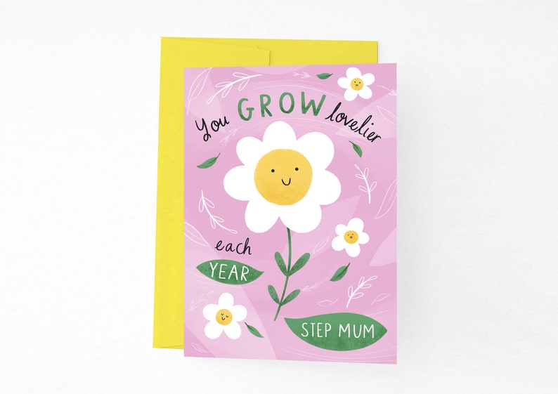 Personalised Cute Flower Birthday Card, You Grow Lovelier Each Year Garden Card, Pink Flower Card, Personalised Name Birthday, Daughter Card image 6