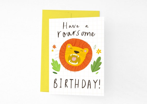 Lion Birthday Card Roarsome Birthday Card Card for son -  Portugal