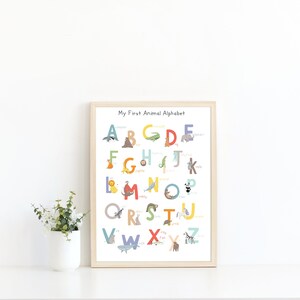 Animal Alphabet Print, Kids Room ABC Print, New Baby Gift, Educational Poster, Alphabet Animal Art No