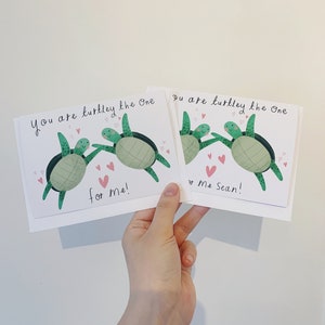 Funny Turtle Valentine's Day Card, Cute Turtle Pun Love Card, Turtley the One For Me Illustrated Valentine Card, Turtle Card For Other Half image 9