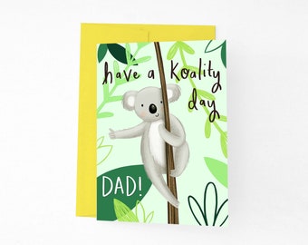 Funny Father's Day Card, Koala Card for Dad, Cute Koala Pun Card, Cool Koala Thumbs Up Card, Funny Koala Card for Dad