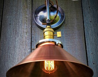 Industrial Steampunk Copper Shaded Wall Sconce, Wall Sconce, Industrial Lighting, Edison Lighting,Steampunk Lighting