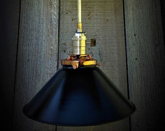 Industrial Oil Rubbed Bronze and Copper Shaded Pendant Light , Industrial Lighting, Ceiling Light, Pendant Lighting, Steampunk, Home Decor