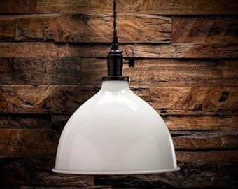 White Parlor Shaded Pendant Light, Industrial Lighting, Pendant Lighting, Shaded Pendant, Home Decor, Steampunk, Industrial