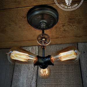 Industrial Engine House No.5 Triple Cluster Ceiling Light, Industrial Lighting, Ceiling Lighting, Pendant Lighting, Home Decor, Steampunk