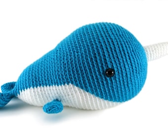 Large amigurumi narwhal pattern - crochet whale pattern, large crochet animal, kawaii narwhal, cute crochet pattern, cute amigurumi pattern