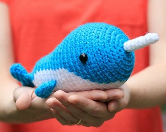 Small amigurumi narwhal pattern - whale crochet pattern, cute crochet pattern, kawaii narwhal amigurumi, cute amigurumi pattern, animal ami