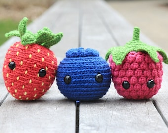 Berry Amigurumi Crochet Pattern Ebook – Strawberry, Raspberry, Blueberry (PDF Pattern)