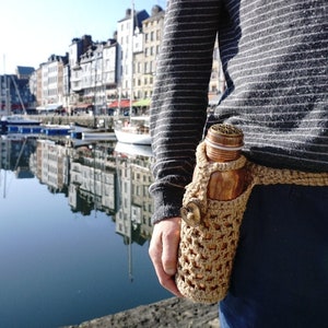 Copper Bottle and it&#39;s handmade crochet belt, Ayurvedic 900 ml water bottle, Healthy water bottle, 100% Pure Copper bottle
