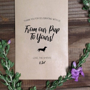 Doggie Bag Wedding Treat Bags, Dachshund, Goodie Bags, Wedding Favor Bags, From Our Pups, Kraft Brown Bags, Rustic, Burlap, Popcorn, Candy