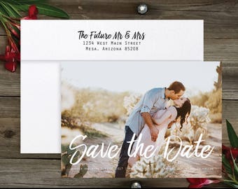 PRINTED Picture Save-The-Date w/Envelope Photo Save the Date Oversized Names Romantic Elegant Cute Unique Fun Personalized Card Postcard