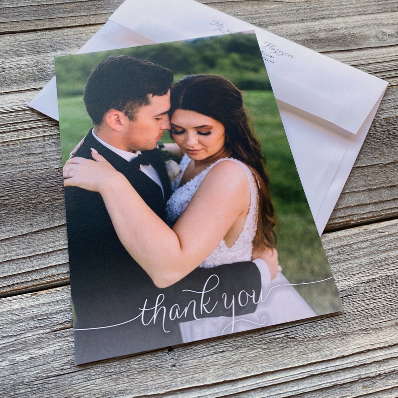 PRINTED Photo Wedding Thank You Card W/ Envelopes Wedding | Etsy