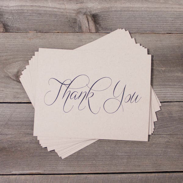 PRINTED Country Rustic Wedding Thank You Card/ Kraft Thank You Cards/ Rustic Bridal Shower/ Oversized Script Font Names Elegant/ Kraft Brown