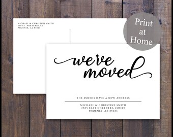We Moved Postcard Photo Address Update Announcement Pic Shipping New House Printed 4x6" Card Personalized Photo Card Script PRINT at HOME