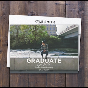 Photo Graduation Announcement Thank You Card w Envelopes Grad Thank You Photo Elegant Custom Graduate Printed Picture Flat Thank Yous