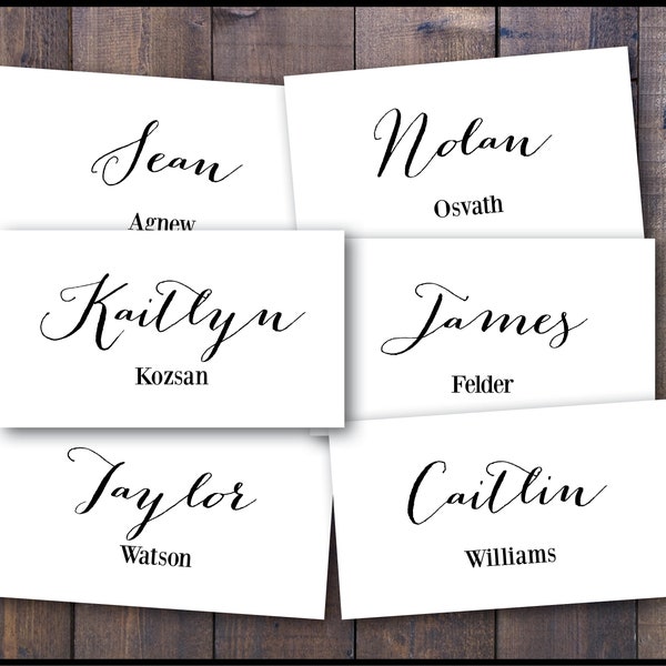 PRINTED Placecards Place Cards Custom Table Names Guest Names Naming Cards Assigned Seating Oversized Script, Romantic, Elegant, Inexpensive