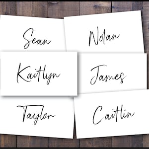 PRINTED Placecards Place Cards Custom Table Names Guest Names Naming Cards Assigned Seating Oversized Script, Romantic, Elegant, Inexpensive