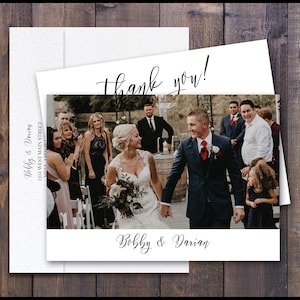 PRINTED Photo Wedding Thank You Card w/ Envelopes Wedding Thank You Photo Elegant Custom Photo Thank Yous Printed Picture Flat Thank You