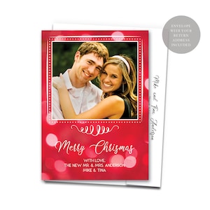 Photo Christmas Card Holiday Greeting Card WITH Envelope Flat Card Festive Colors Xmas Season&#39;s Greetings Photograph Mailer printed Seasons