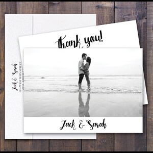PRINTED Photo Wedding Thank You Card w/ Envelopes Wedding Thank You Photo Elegant Custom Photo Thank Yous Printed Picture Flat Thank You
