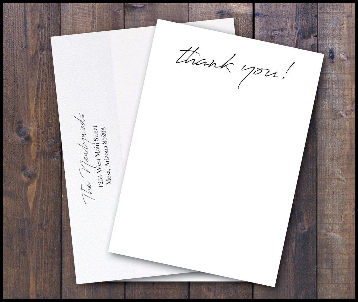 PRINTED Photo Wedding Thank You Card W/ Envelopes Wedding - Etsy