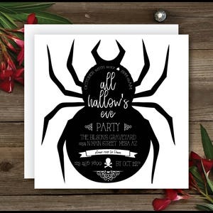 Halloween Invite, All Hallow's Eve, Spider Invitation, Spooky Invitation, Halloween Party, Adult Halloween, Vintage, Printable, Spooky Party