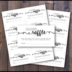 Digital File Diaper Raffle Cards, Diaper Raffle Baby Shower Raffle Ticket Diaper Ticket Baby Shower Game. Diaper Games, Raffle Insert Ticket