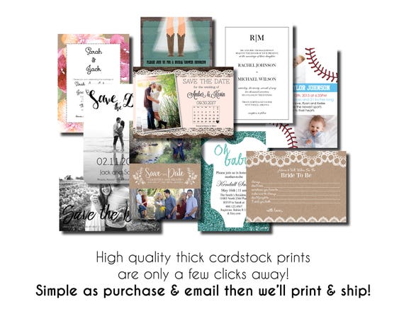 PRINTING SERVICE 5x7 Cardstock, Invitation Printing, Print at Home,  Printable Invitations, At-home Printing, Digital Downloads, Physical 