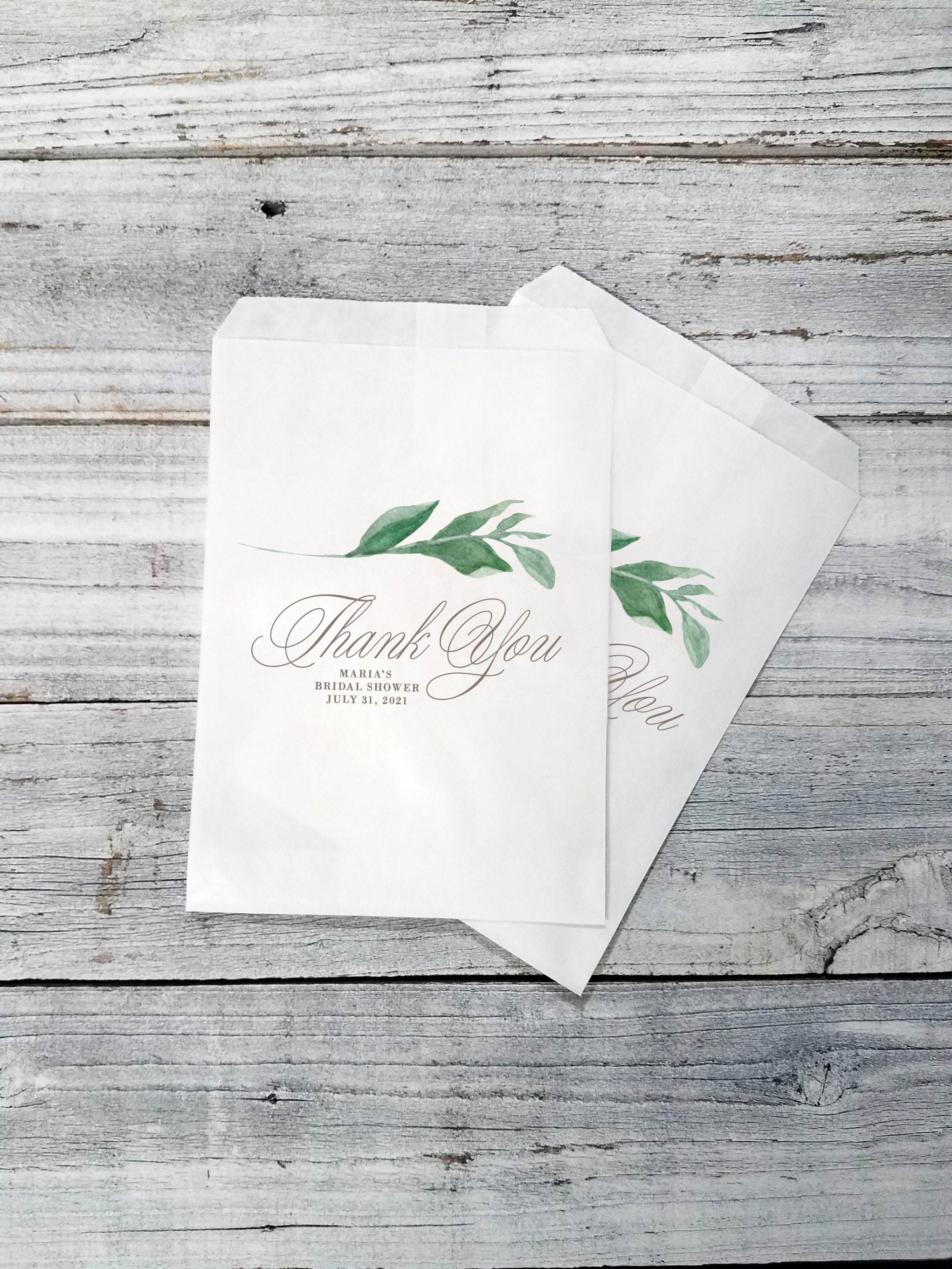Greenery Bridal Shower Treat Bags Green Grey Floral Wreath Goodie Bags Wedding Favor Bags Garden Wedding Thank You Favor Bags