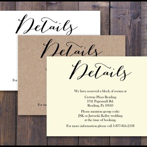 PRINTED Accommodation Card, Information, Additional, Country Rustic, Wedding Invite, Oversized Script, Names, Romantic, Elegant, Inexpensive