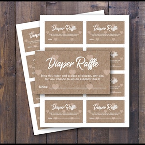Digital File Diaper Raffle Cards, Diaper Raffle Baby Shower Raffle Ticket Diaper Ticket Baby Shower Game. Diaper Games, Raffle Insert Ticket