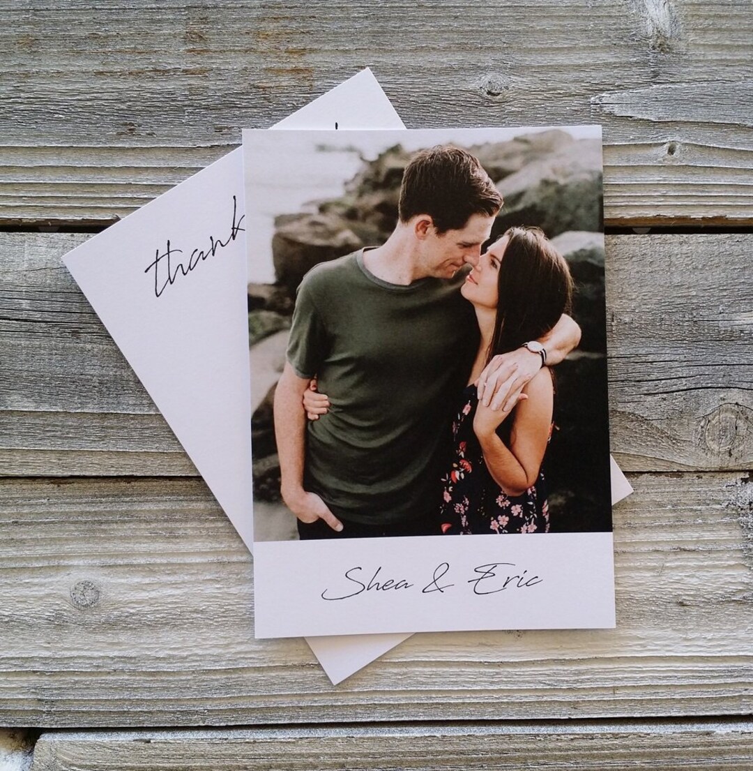 PRINTED Photo Wedding Thank You Card W/ Envelopes Wedding Thank You ...