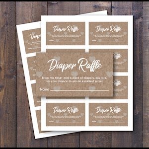 Digital File Diaper Raffle Cards, Diaper Raffle Baby Shower Raffle Ticket Diaper Ticket Baby Shower Game. Diaper Games, Raffle Insert Ticket