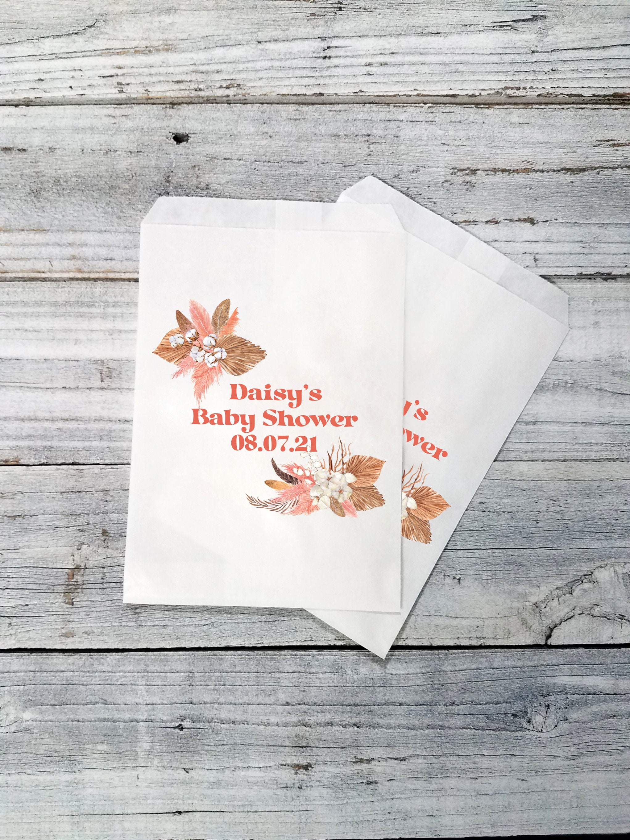 Boho Baby Shower Treat Bags Rainbow Pastel Beige Goodie Bags Party Favor Bags Cute Decor Rain Bow Thank You Favor Bags