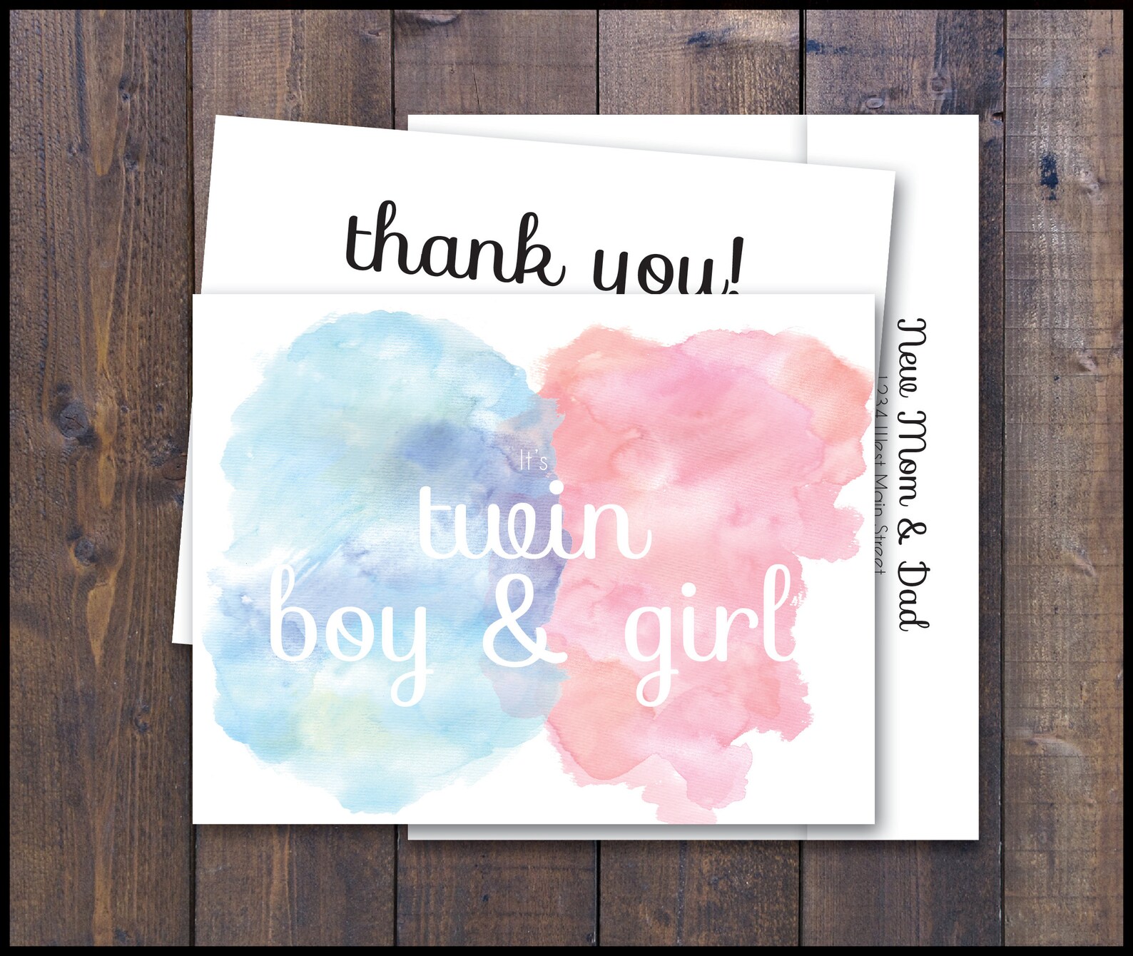 Thank You Cards Gender Reveal Thank Yous Baby Girl Baby Etsy