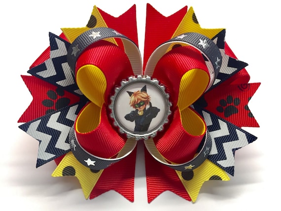 LADYBUGS STACKED BOUTIQUE HAIR BOW HANDMADE GIRLS HAIR ACCESSORIES