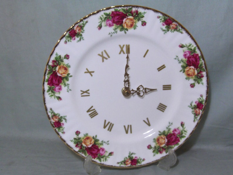Royal Albert Old Country Roses Wall Clock Dinner Plate Black Etsy