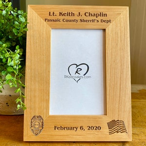 Personalized Police Officer Picture Frame, Custom Text