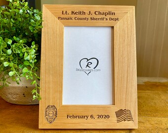 Personalized Police Officer Picture Frame, Custom Text