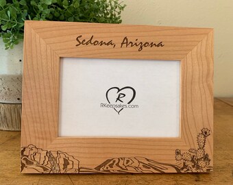 Desert Personalized Engraved Custom Picture Frame, Sedona, Vacation, Any Text, Photo Frame, Special Gift