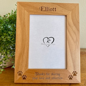 Pet Frame, Custom Text Engraving, Light or Dark Wood