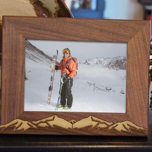 Mountains Personalized Engraved Picture Frame, Any Text