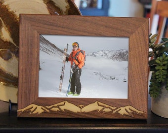 Mountains Personalized Engraved Picture Frame, Any Text