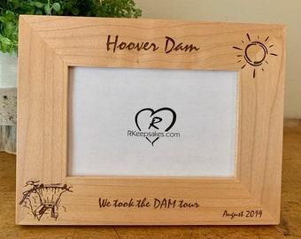 Hoover Dam Picture Frame, Vacation, Any Text, Personalized, Custom Engraving