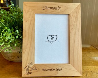 Ski Picture Frame, Custom Text, Personalized