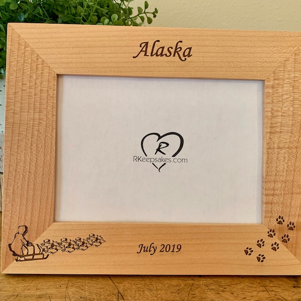 Sled Dog/Personalized Picture Frame/Any Text/Alaska Vacation/Vacation Memories