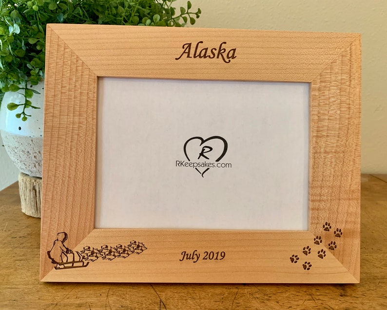 Sled Dog Personalized Picture Frame Any Text Alaska Vacation Memories