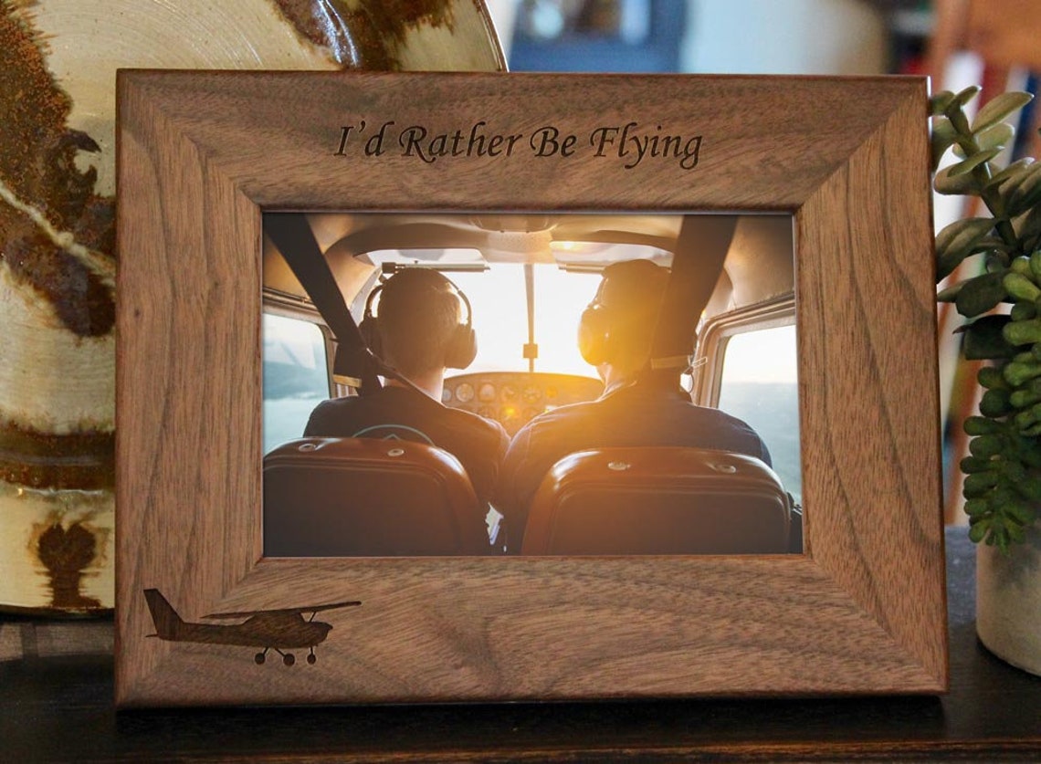 Airplane Aviator Picture Frame Custom Text Etsy