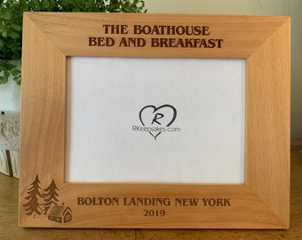 Cabin Picture Frame, Camping, Custom Engraved, Any Text, Personalized
